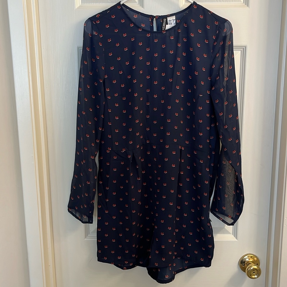 NWT DIVIDED foxes romper navy blue